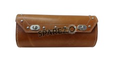 Universal Fit Indian Motorbike Front Side Tan Color Genuine Leather Tool Bag  - SPAREZO